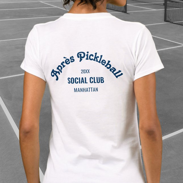 Retro Navy Après Pickle Ball Social Club White T-Shirt (Creator Uploaded)
