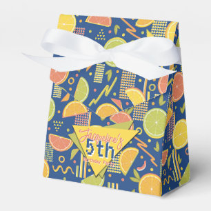 Retro Navy Blue Summer Citrus Fruit Birthday Favour Box