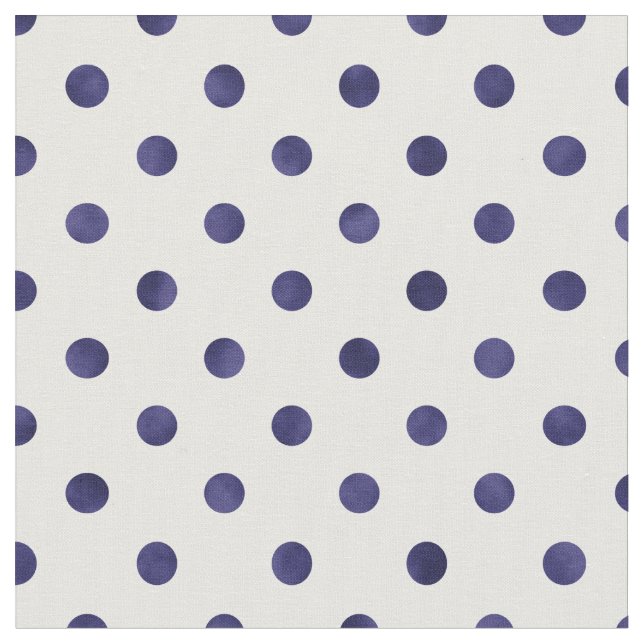 Retro navy blue white polka dots pattern fabric (Close Up)