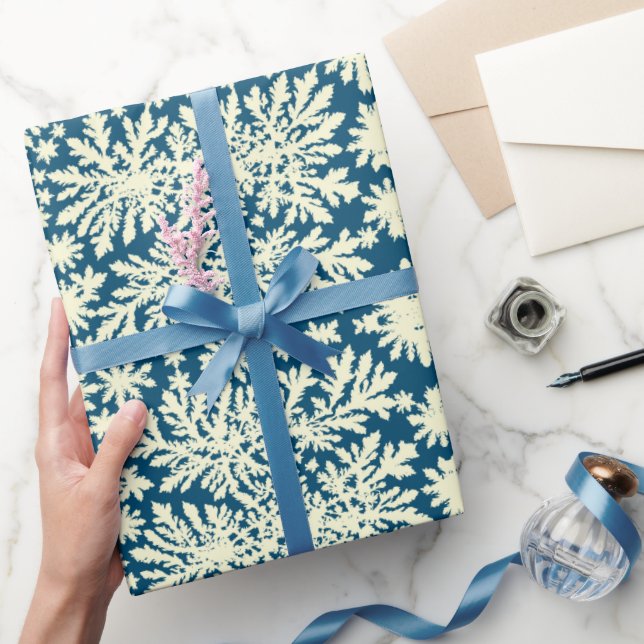 Retro Navy wrapping paper with white Snowflakes (Gifting)