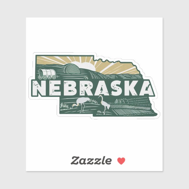 Retro Nebraska State Car Sticker (Sheet)