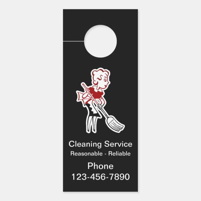 Retro Neighbourhood Cleaning Service Advertising Door Hanger (Front)