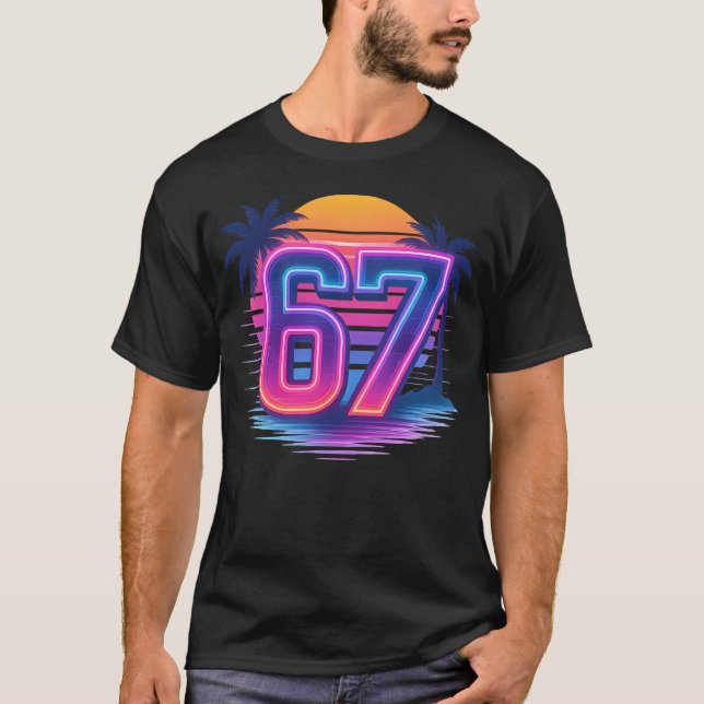 Retro Neon 67 Aesthetic T-Shirt (Front)