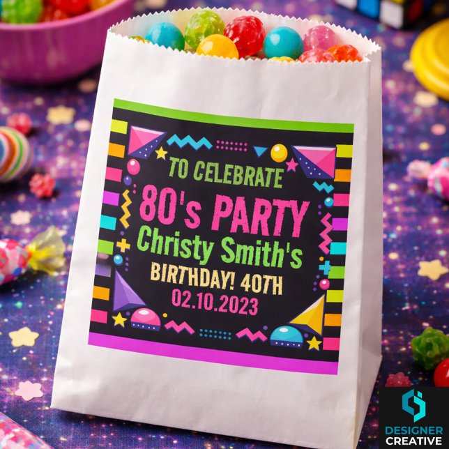 Retro Neon 80s Birthday Party Favour Bag (Retro Neon 80s Birthday Party Favor Bag
)