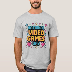 Retro Neon Arcade Gamer Celebration Video Games T-Shirt