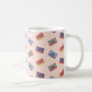 Retro Neon Audio Cassette Tape Pattern Coffee Mug