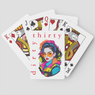 Retro Neon Birthday Playing Cards