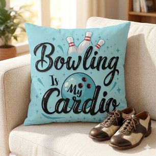  Retro Neon "Bowling Is My Cardio" Funny Bowling Cushion