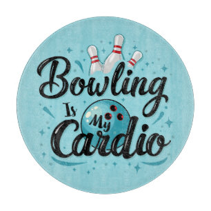 Retro Neon "Bowling Is My Cardio" Funny Bowling Cutting Board