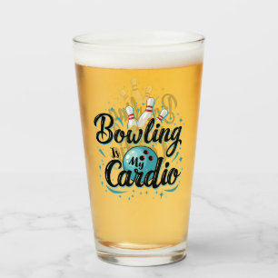 Retro Neon "Bowling Is My Cardio" Funny Bowling Glass