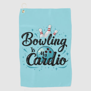 Retro Neon "Bowling Is My Cardio" Funny Bowling Golf Towel