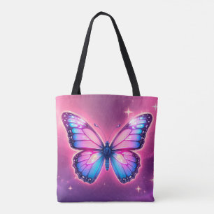 Retro Neon Butterfly Tote