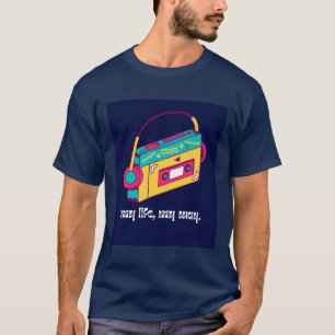 Retro Neon Cassette Player My Life My Way Groovy T-Shirt