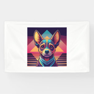 Retro Neon Chihuahua – Vibrant Synthwave Dog Art Banner