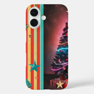 Retro Neon Christmas iPhone 16 Case