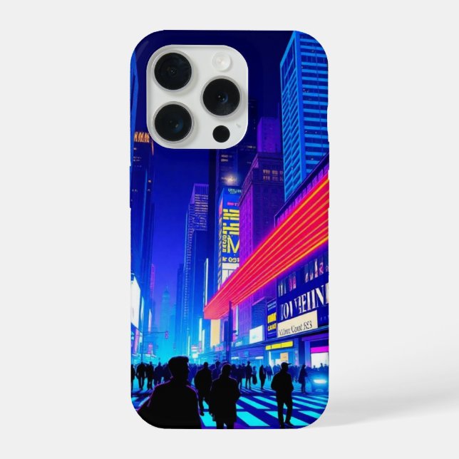 Retro Neon Cityscape Pop Art iPhone Case (Back)
