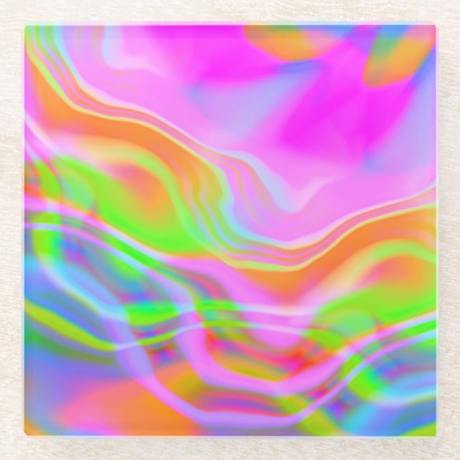 Retro neon colorful party coasters (Front)