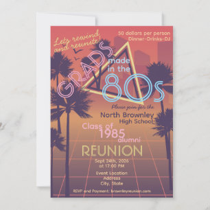 Retro Neon Coloured Class Reunion Invitation