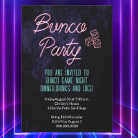 Retro Neon Dice Bunco Game Party Event