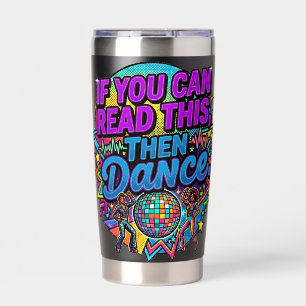 Retro Neon Disco Ball Dance Party Graphic Design Insulated Tumbler