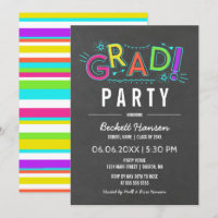 Retro Neon Doodles Chalkboard Graduate Party