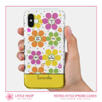 Retro Neon Floral Flower Power Monogrammed
