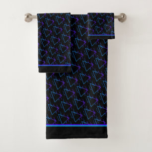 Retro Neon Geometric Pattern 2 Bath Towel Set