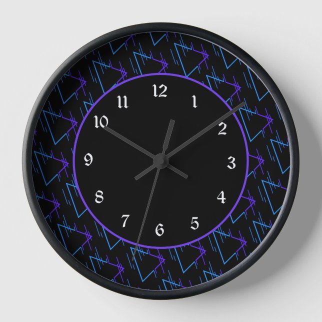 Retro Neon Geometric Pattern 2 Clock (Front)