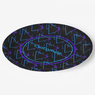 Retro Neon Geometric Pattern 2  Paper Plate