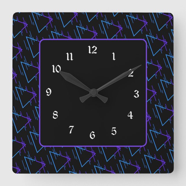 Retro Neon Geometric Pattern 2 Square Wall Clock (Front)