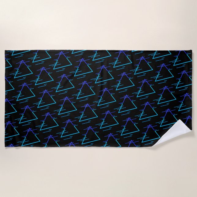 Retro Neon Geometric Pattern 3 Beach Towel (Front)