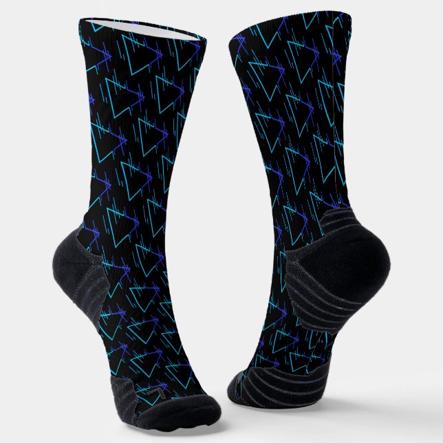Retro Neon Geometric Pattern 3 Socks (Angled)