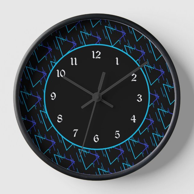 Retro Neon Geometric Pattern  Clock (Front)