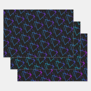Retro Neon Geometric Pattern Collection Wrapping Paper Sheet