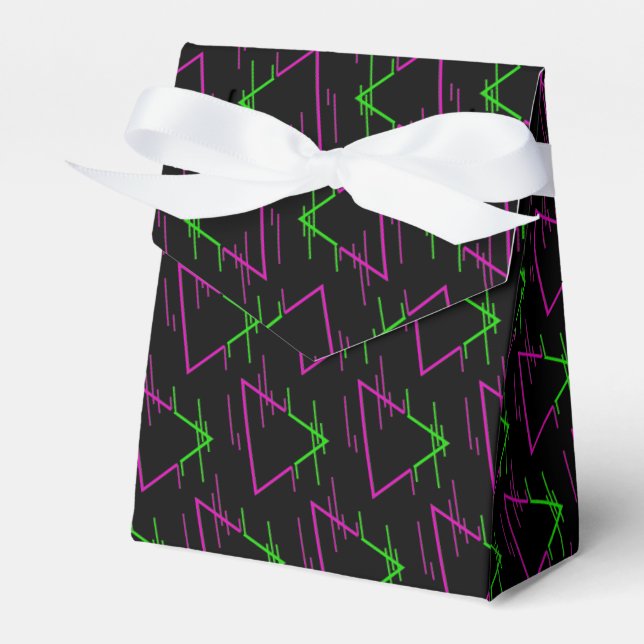 Retro Neon Geometric Pattern Tent Favour Box (Front Side)