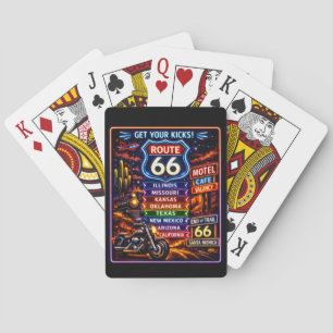 Retro Neon Get Your Kicks Route 66 Deck Playing Cards