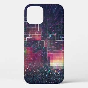 Retro neon lights and geometric seamless pattern iPhone 12 case