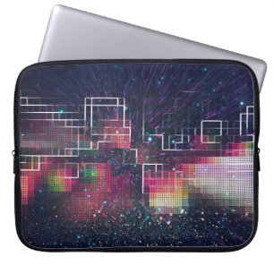 Retro neon lights and geometric seamless pattern laptop sleeve