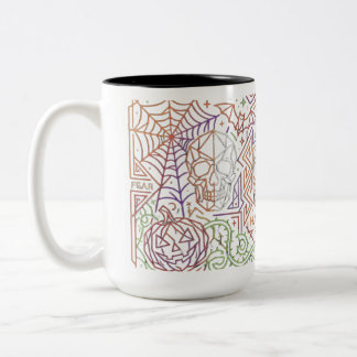Retro Neon Line Art Halloween Mug | Spooky Season 