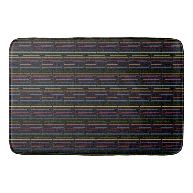 Retro Neon Lines Retro Style Bath Mat (Front)