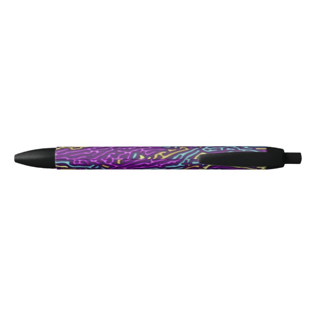 Retro Neon Maze Pattern – Arcade Aesthetic Black Ink Pen (Back)