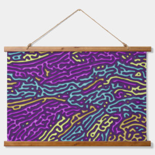 Retro Neon Maze Pattern – Arcade Aesthetic Hanging Tapestry