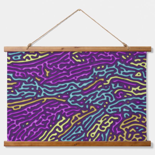 Retro Neon Maze Pattern – Arcade Aesthetic Hanging Tapestry (Front)