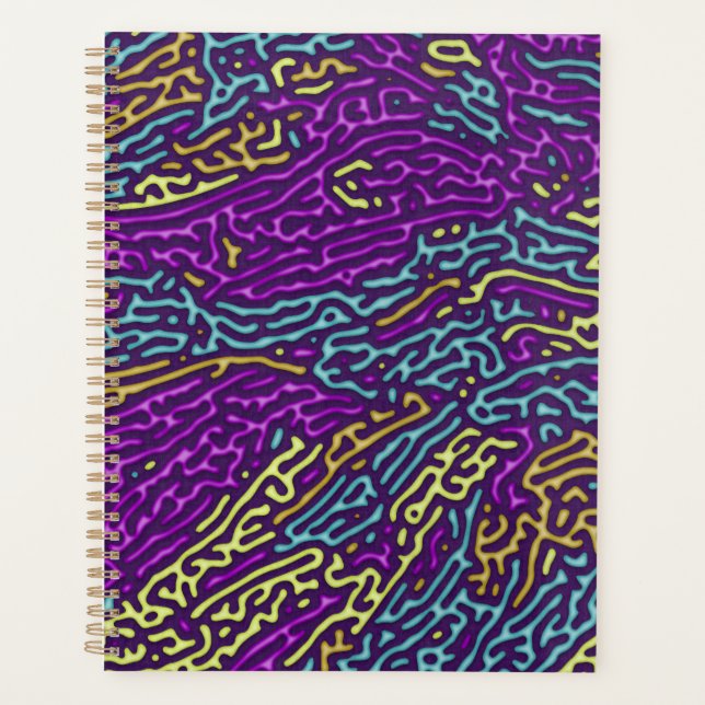 Retro Neon Maze Pattern – Arcade Aesthetic Planner (Front)