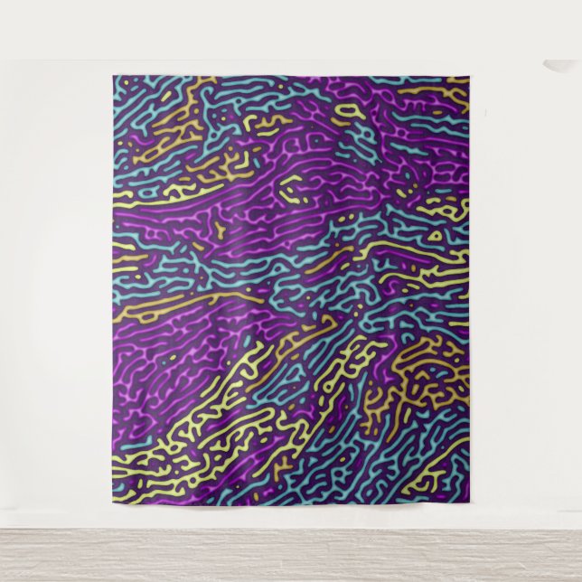 Retro Neon Maze Pattern – Arcade Aesthetic Tapestry (Front)