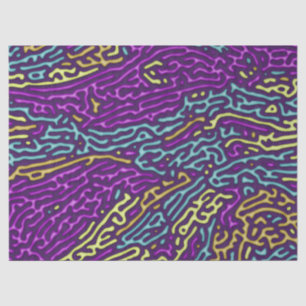 Retro Neon Maze Pattern – Arcade Aesthetic Tissue Paper