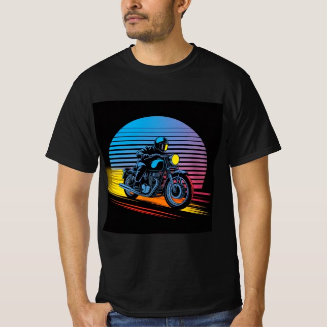 Retro Neon Motorcycle — Cafe Racer Men’s T-Shirt (Front)