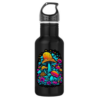 Retro Neon Mushrooms and Flowers  532 Ml Water Bottle