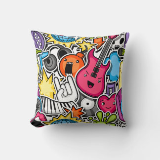 Retro neon music themed cushion