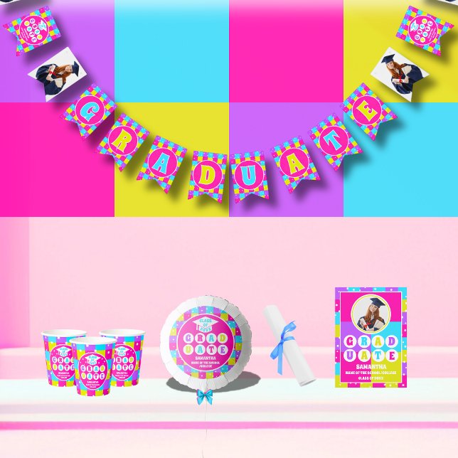 Retro Neon Photo Graduation Party Bunting (Creator Uploaded)